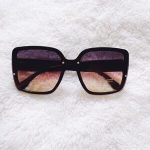 Abby Black & Pink Square Frame Sunglasses